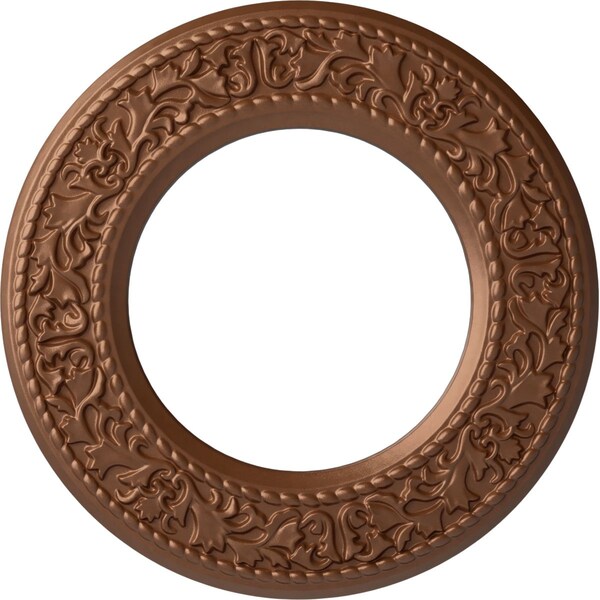 Ekena Millwork Blackthorn Ceiling Medallion (Canopies up to 7 1/2"), 13 3/8"OD x 7 1/2"ID x 3/4"P, Polished Copper CM13BLPOS - main